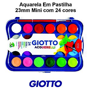 Aquarela Em Pastilha 23mm Mini com 24 cores Giotto