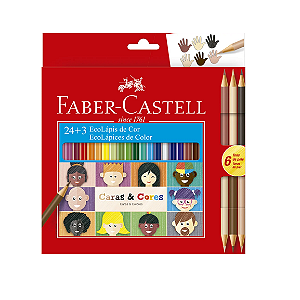 Lápis de Cor 24 Cores + 3 Caras e Cores Bicolor (6 tons) Faber-Castell