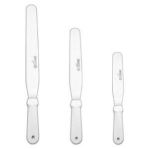 Kit Confeiteiro Espátula Alisadora 3 Pçs Modela Bolo Inox