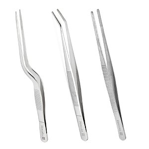 Kit 3 Pinças Culinária Profissional Gastronomia Aço Inox