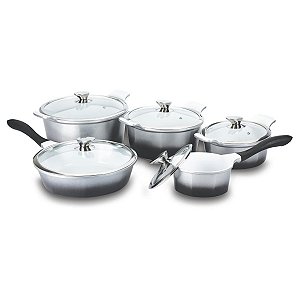 Conjunto de Panelas Cinza Preto Cromado 5pc Hércules PA5000-5P