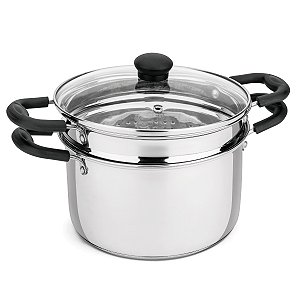 Panela Inox 4,4L com Escorredor Removível e Tampa de Vidro Espagueteira Hércules PA101
