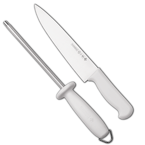 Kit Faca E Chaira Afiador Açougue 8" Profissional Mundial