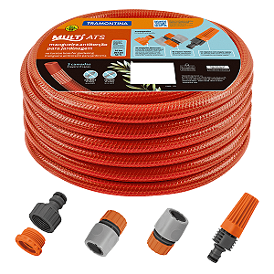 Mangueira Antitorção Tramontina Multi ATS 15 metros 1/2" para Jardim em PVC 3 Camadas com Engates Rápidos e Esguicho