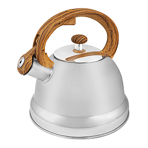 Chaleira Com Apito 9,6cm em Aço Inox e Alça Imitando Madeira Hercules 2L CH40