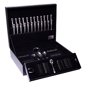 Faqueiro Classique Aço Inox 101 Peças c/ Estojo de Madeira Hercules 493-101