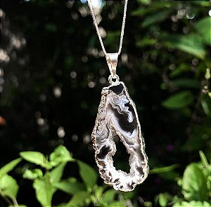 Colar com Geodo de Ágata Natural