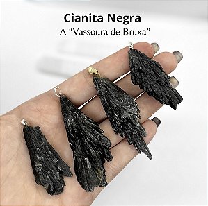 Pingente Cianita Negra - Vassoura de Bruxa