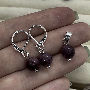 Conjunto pingente bolinha + brincos bolinha