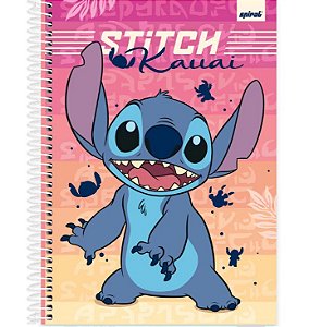 Caderno universitário capa dura, 1x1 80 folhas, Stitch, 2372122, Spiral Ds