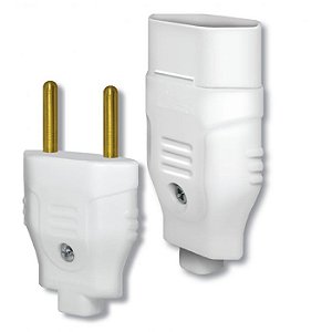 Conjunto com 1 Plugue 2P 10A e 1 Tomada 2P 10A 250V Branco
