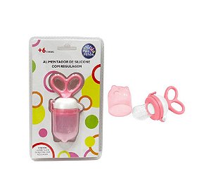 Chupeta De Silicone Alimentadora Porta Frutas Bebê Regulagem Rosa