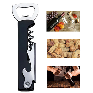 Abridor de Garrafa Saca-Rolhas de Vinho 3x1 Multifunções
