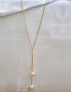 Colar Gravata com Pérola