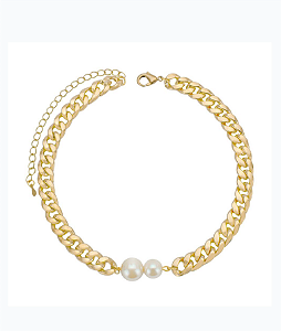 Choker com Corrente Grumet e Pérolas