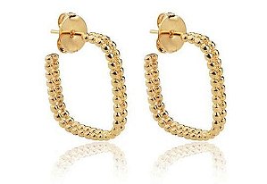 Brinco Quadrado Microesferas Douradas