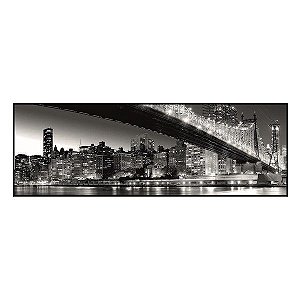 Quadro Decorativo Ponte com Luzes Preto e Branco 35x100cm