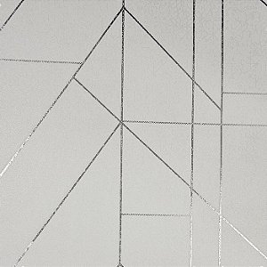 Papel de Parede Kantai Coleção White Swan Linhas Geométricas Off-White com Fio Prata