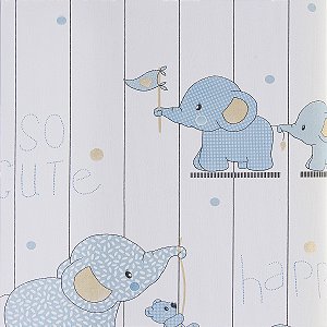 Papel de Parede Infantil Elefantinho Azul - Coleção Yoyo 2 Kantai