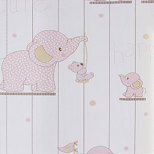 Papel de Parede Infantil Elefantinho Rosa - Coleção Yoyo 2 Kantai
