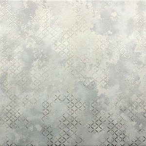 Papel de Parede Geométrico Cinza Azulado com Brilho Prata - Coleção Poet Chart 4 | Kantai