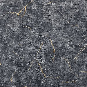 Papel de Parede Efeito Mármore Chumbo Detalhes em Brilho Dourado - Coleção Poet Chart 4 | Kantai