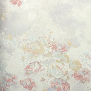 Papel de Parede Floral Cinza Azulado Detalhes em Brilho - Coleção Poet Chart 4 | Kantai