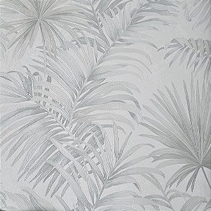 Papel de Parede Folhagem Off-White com Cinza - Coleção Poet Chart 5 Kantai