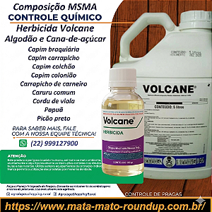 Herbicida Volcane Seletivo Fracionado 100 ml - Composição MSMA Algodão e Cana-de-açúcar