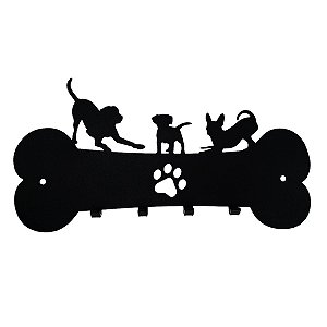 Porta Chaves De Parede Decorativo Pet 3 Cachorros Pata Dog
