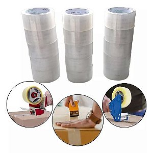 Kit 12 Rolos Fitas Adesiva Transparente Durex 48mm x 50m Lacre