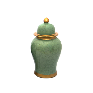 Pote Decorativo Cerâmica Verde Claro Trinca Grande
