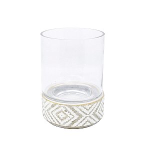 Vaso Vidro e Cerâmica Decorativo Decoração Renda