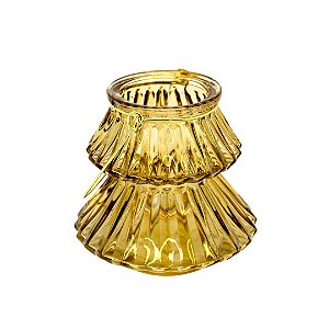 Porta Vela Decorativo Vidro Com Alça Dourado Casa Luxo