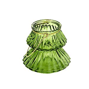 Porta Velas Decorativo Vidro Verde Com Alça Enfeite