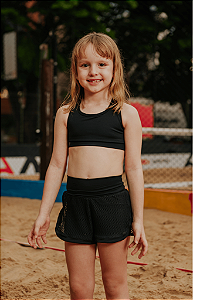 short infantil duplo tela preto