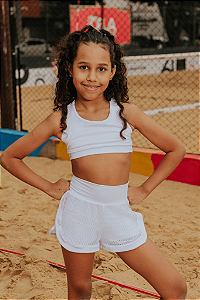 short infantil duplo tela branco