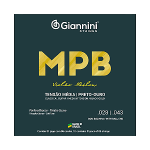 ENCORDOAMENTO GIANNINI MPB VIOLÃO NYLON PRETO OURO