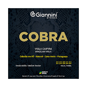 ENCORDOAMENTO GIANNINI COBRA VIOLA CAIPIRA CEBOLÃO EM RÉ NIQUEL