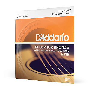 ENCORDOAMENTO D'ADDARIO EJ15 VIOLÃO AÇO 010