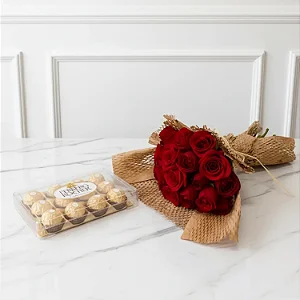 Buquê de 20 Rosas Vermelhas com Ferreiro 150g