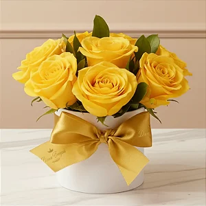 Box de Rosa Amarelo com Folhagem