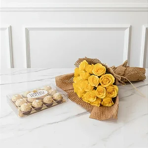 Buquê De 20 Rosas Amarelo Com Ferreiro 150G