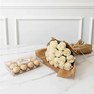 Buquê De 20 Rosas Branco Com Ferreiro 150G