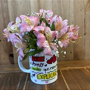 Caneca com Alstroemeria e Mosquitinho (escolha a caneca)