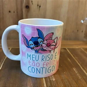 Caneca Simples Meu riso é tão feliz contigo