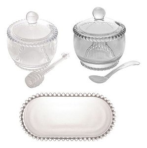 Kit Meleira Açucareiro E Travessa