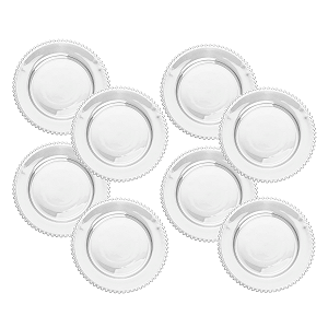 Conjunto 8 Pratos 28cm Cristal Rasos Jantar Almoço Refeição