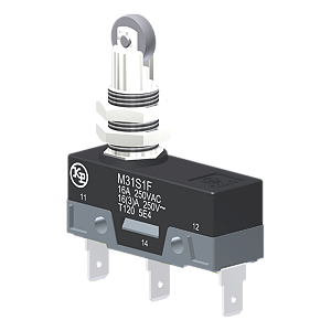 Microrutor Básico 16A, 1Na+1Nf, Botão Com Rolete Para Painel, Terminal Faston 6,3X0,8Mm M31S1F Kap