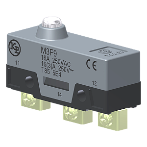 Microrutor Básico 16A, 1Na+1Nf, Botão Curto, Terminal Parafuso Frontal Com Prensa-Fio M3F9 Kap